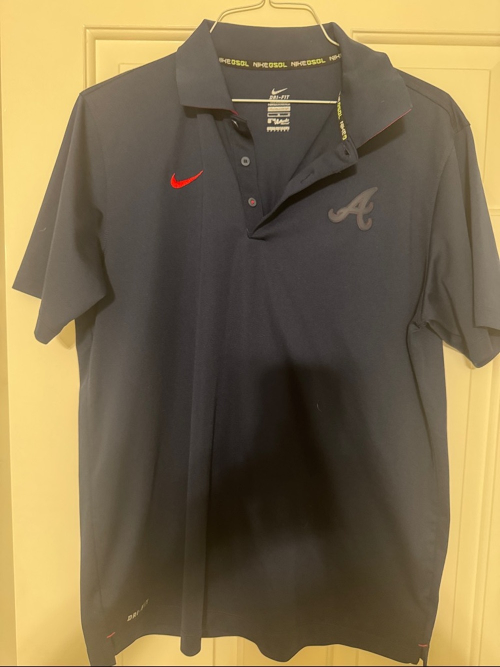 Nike Men’s Navy Polo with Red Swoosh and Atlanta 'A'